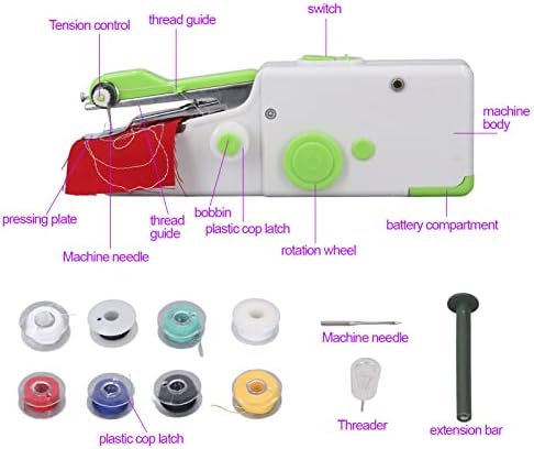 Handheld Sewing Machine, 1 Set Easy Operation Ergonomic Design Hand Sewing Machine Lightweight Portable Wide Application Improving Children Manipulative Skills Mini Sewing Machine for Beginners Home