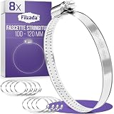 Filzada® 8x Fascette Stringitubo Inox 100-120 mm - Fascette Metalliche Stringitubo Inox per Piscina, Lavatrice e Molto Altro Ancora