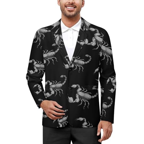 Cartoon Scorpion Men's Blazer Printed Button Suit Jacket Slim Sport Coat Blazers