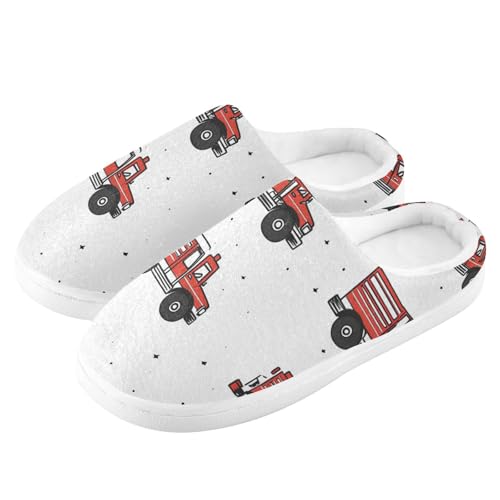 Funny Car White Womens Cotton Slippers Comfort Memory Foam Bedroom Shoes for Spa Birthday Presents 6-74