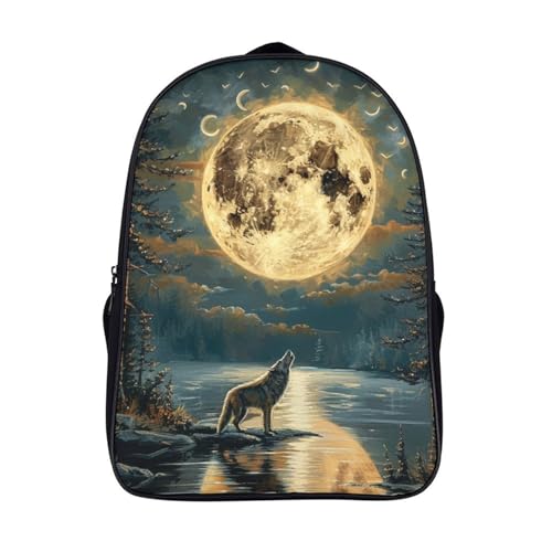 Sac à dos enfants loup imprimé 3D cartable scolaire garçon 40x28x16cm