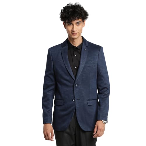 Image of Turtle Men Knitted Checkered Blue Blazer
