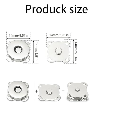 30 Sets Magnetic Snap Buttons, Magnetic Snap Closures for Purses, Sewing Buttons, DIY Craft Handbag Fasteners (14mm Silver, Gold, Black)