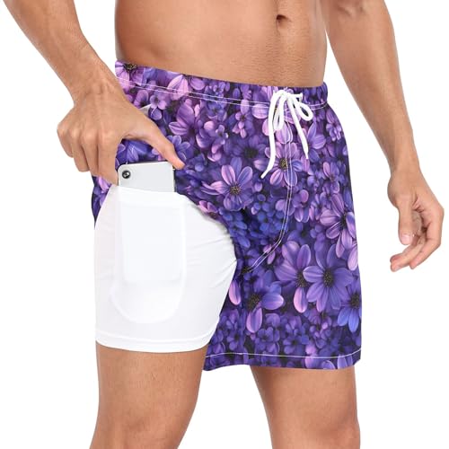 xigua Bouquet Flowers Mens Swim Trunks with Liner, 5 inch Quick Dry Mens Boardshorts for Beach2