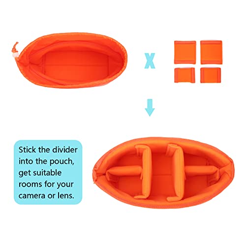 Jakago Shockproof Camera Insert Bag For Slr Dslr Mirrorless Camera Lens Flash Light Accessories Camera Pouch With Adjustable Dividers For Canon Nikon Sony Water Resistant Camera Inner Case(Orange) #TOP1