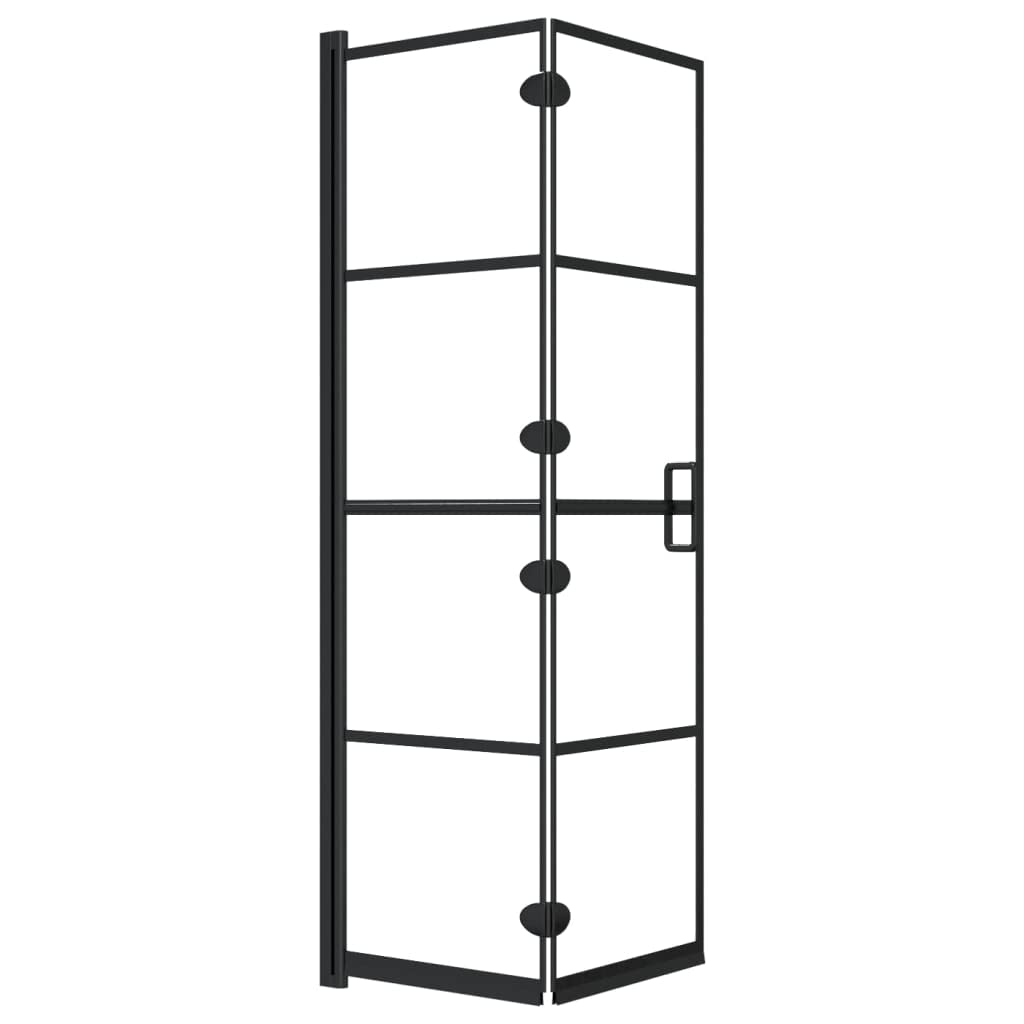 Mampara de ducha plegable de 80 x 140 cm, color negro, de cristal de seguridad ESG y perfil de aluminio, plegable para facilitar el acceso, incluye material de montaje