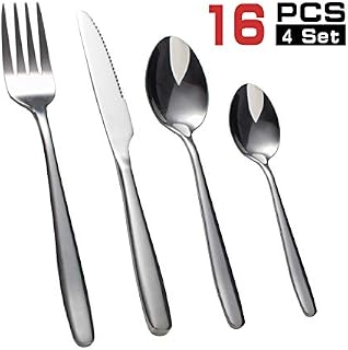 (Services for 4) - 16 pieces Stainless Steel Modern tableware flatware utensils cutlery