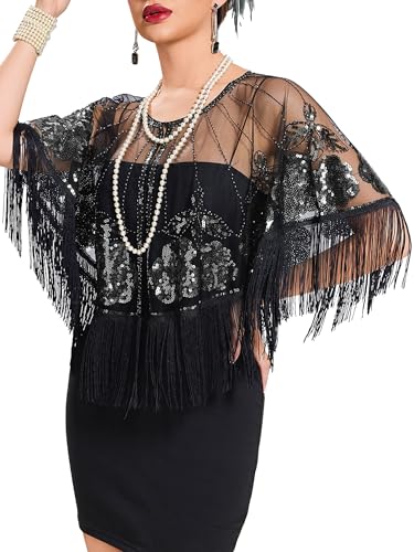 Women's 1920s Shawl Wraps,Sequin Beaded Flapper Evening Shawls for women formal/Party/Wedding/Formal/Harlem night