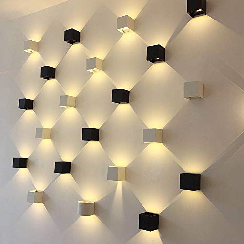 Image of LED Cube Exterior Aluminum IP65 Waterproof Wall Lamp, 4.7 inch 20W Super Warm White Modern Fixture Light 86-265V Adjustable Outdoor Indoor Warm White Sconce Lamp Up Down