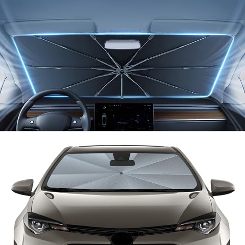 Image of Autorder Windshield Sun Shade Umbrella for 2014-2019 Toyota Corolla Accessories,Upgraded Ice Crystal Material,Easy Setup Umbrella Sunshade for Car Windshield,100% Sun Blocking