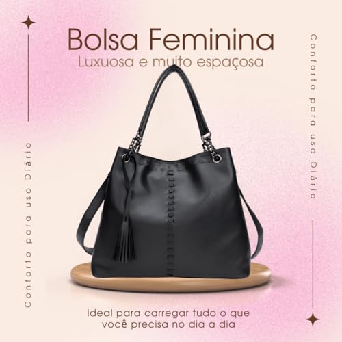 Bolsa Feminina Grande de Ombro para Mulheres, Luxuosa e Versátil, em Couro PU, Espaçosa e Estilosa,