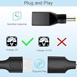 HAAMNING7 adapter USB A 5,5 x 2,5 mm na DC, żeński adapter USB męski na DC do gniazda 5 V, wtyczka zasilania, wtyczka sieciowa, adapter zasilania do routera audio, lampy PC, konwerter USB C na DC