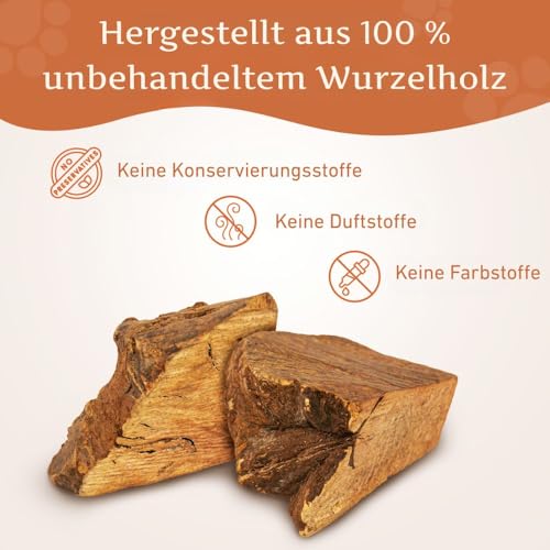 Wildfang® Kauwurzel aus Baumheide für Hunde, Größe S - Natürliches Kauspielzeug Hund, splitterfreies Hundespielzeug unzerstörbar zur Zahnpflege Hund & Welpenspielzeug (für Hunde unter 15 kg), 1 Stück