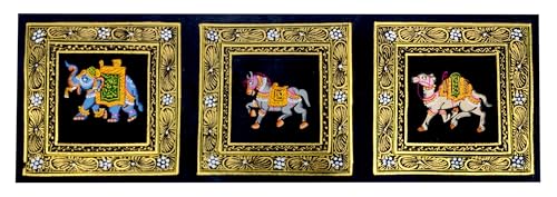 Peinture miniature indienne soie - Déco murale textile sans cadre légère