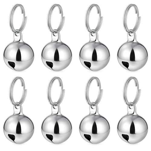 QFGasre 8 Pack Pet Bells for Dog Cat Bells Collar Charm for Puppy Pet Pendant Accessories Anti-Lost Training Bell for Collars Dogs Training Bell Collar for Dogs and Cats DIY Crafts Decorations Silver
