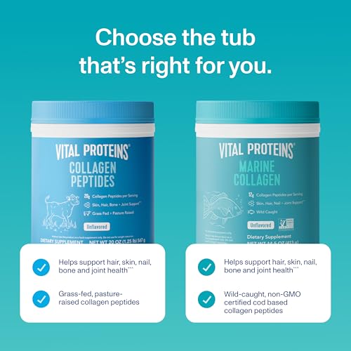 Vital Proteins Marine Collagen Peptides Powder Supplement for Skin Hair Nail Joint - Hydrolyzed Collagen - 12g per Serving - 14.5oz Canister - Image 4