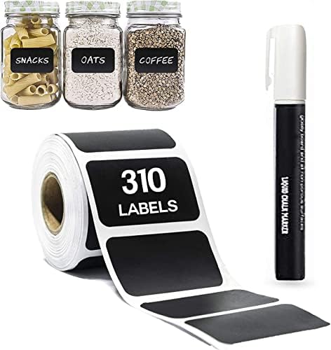 SAWA 310 Chalkboard Labels with 2 Chalk Markers, Label Stickers for spice jars, mason jars, Pantry, food containers, storage bins, Reusable Waterproof ...