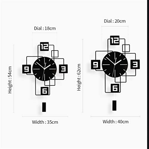 Zlbyb Creative Wall Clock Square Hand Black Sticker Home Decoration Clock Mute (Color : Black, Size : 35X54Cm) #TOP1