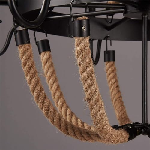Suspension industrielle corde de chanvre pour grand éclairage table de ferme