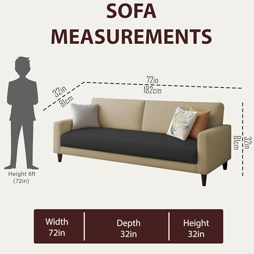 Image of Kathleen 3 Seater Sofa Set for Living Room - Foldable Convertible Couch Furniture for Home, Office or Guest Use, Modern Designer Stylish Comfortable (Cream Black)