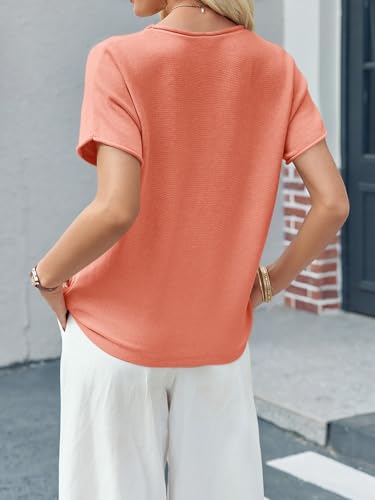 Image of Saodimallsu Women's Short Sleeve Lightweight Casual Crewneck Loose Fit Knit T-Shirt