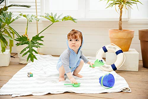 Image of VAENAIT BABY Zip & Snap Rash Guard Swimsuit, UPF 50+ One-Piece Long Sleeve Swimwear, Quick Dry Infant Beach Suit for 0~2T