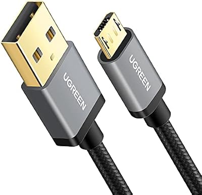 UGREEN Cable Micro USB Carga Rápida de Nylon QC3.0/2.0, Compatible con Galaxy S7 S6 A7 A6 A5, Redmi Note 5 (0,5 Metro)