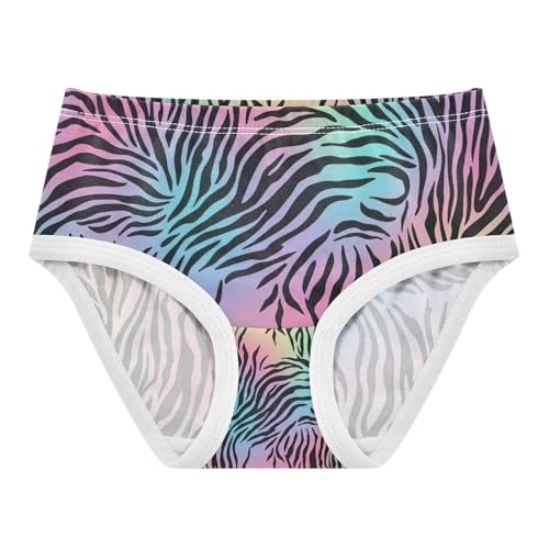 Black Zebra Pastel Gradient Toddler Cotton Underwear, Girls Briefs, 2T–8 Years