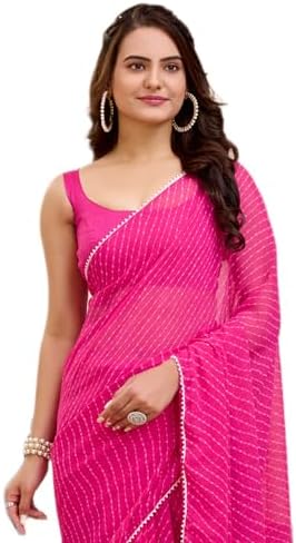 VAIRAGEE Women's Soft Georgette Ready to Wear Saree | Pre-Stitched Lightweight Saree with Blouse Piece | Wedding, Festive, Fancy Saree