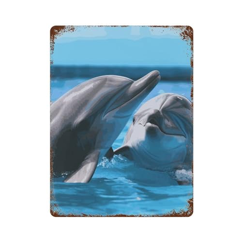 Décoration dauphins mer métal pour bar et salon vintage
