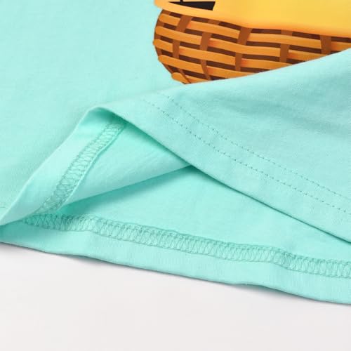 Image of HILEELANG Toddler Girl Summer Short Sleeve Cotton Bunny Graphic Short Sleeve Fun Holiday Summer Casual Tshirt