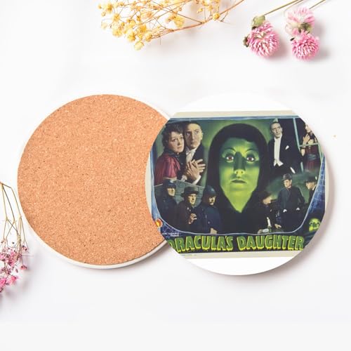 Sous-verres ronds en céramique Dracula lot de 6 dessous de verre cinéma rétro pour apéritif