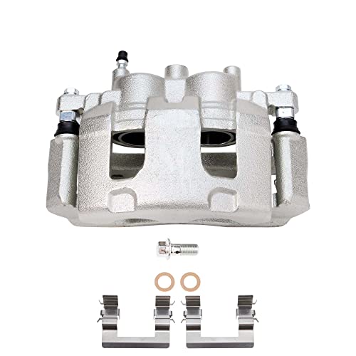 Image of Detroit Axle - Front Drilled & Slotted Rotors + Right Brake Caliper Replacement for 2006-2013 Chevrolet Impala Monte Carlo Buick Lucerne - 3pc Set