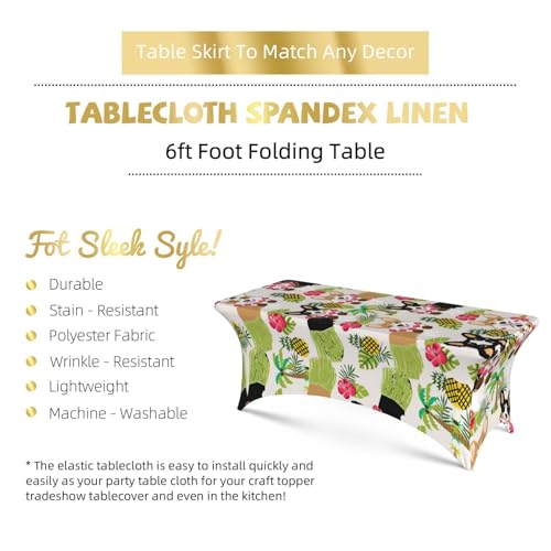 Nappe de table extensible corgi et fleurs tropicales 1,8m élasthanne - 6