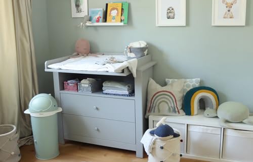 Kindsgut Papelera para pañales Ballena Aguamarina Incl. lámina Tubular, a Prueba de olores Gracias a la Doble Tapa antiolores, fácil de Limpiar, Materiales respetuosos con el Medio Ambiente - imagen 9