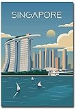 Singapore Travel Vintage Art Refrigerator Magnet Size 2.5" x 3.5"