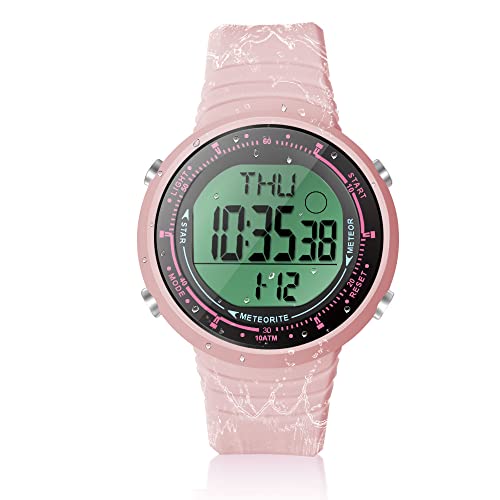 Femmes Filles Sports Natation Plongée Montre Bracelet 10 ATM Etanche, avec Fonctions de Réveil, Chronomètre, Compte à Rebours, Double Fuseau Horaire,...