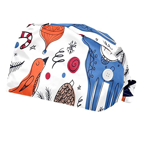 Chapeau de travail oiseau et wapiti de Noël pour homme et femme, lot de 2 pièces