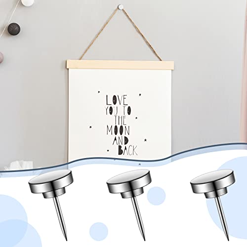 Image of 30 Pieces Push Pins, Metal Thumb Tacks for Picture Photo Hanging, Wall Pins for Board Posters Bulletin Maps, Wall Tack for Office Home Decorative