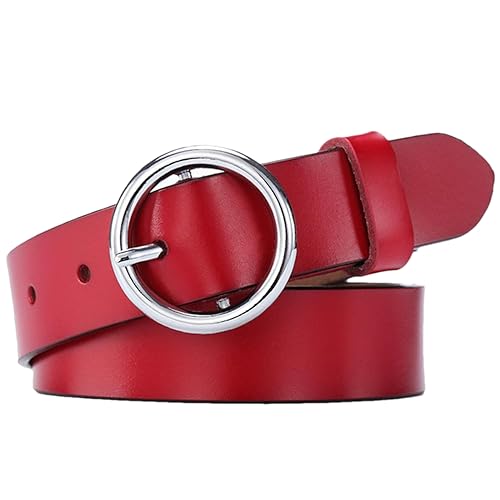 Women's Leather Pattern Design Pin Buckles Metal Belts Pants Dress