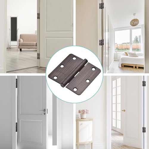18 Pack Door Hinges, 3.5 x 3.5 Inch Oil Rubbed Bronze Hinges for Wood 1/4'' Radius Corners Interior Hinges, 3 1/2 Inch Door Hinges for Residential Doors by OMANSKO - Image 6
