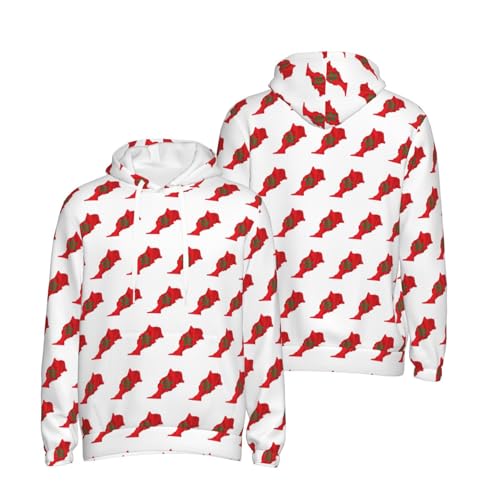 Sweat Maroc homme à capuche chaud pull imprimé carte géographique
