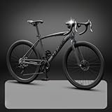 TVT ロードバイク 高炭素鋼フレーム 自転車 前後ディスクブレーキ器 ドロップハンドル フレーム 自転車 超軽量 マウンテンバイク 通勤 通学 学生 男の子 女の子初心者大人 成人 (ダークグレー （30ナイフ）,26インチ [推奨身長165～185CM] - 24段変速)