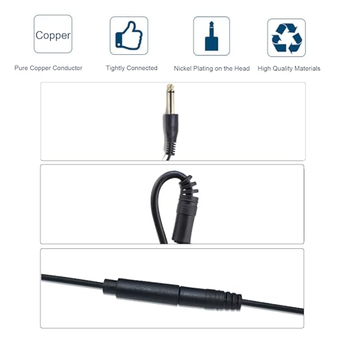 3PCS 0.3M 6.35mm Male Plug Open End Cable miniatura 3