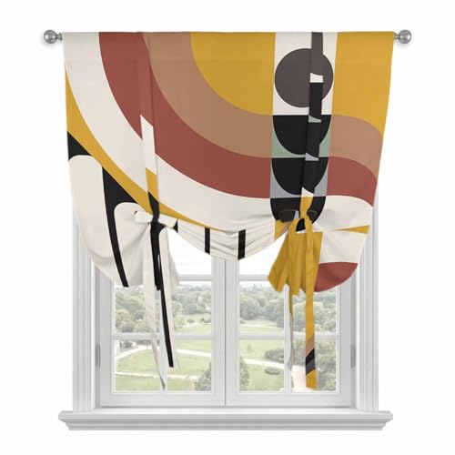Tie Up Curtains for Kitchen Windows,Mid Century Abstract Geometric Irregular
