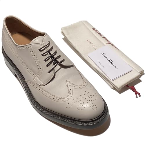 TRAMEZZA Gaeta 2 Men's 8.5 E White Ivory Dress Wingtip Brogue Welted Oxford(Salvatore2