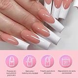 Auroriel 120 sztuk francuskich tipsów Press On Long Square Fake Nails z białą końcówką, pełne pokrycie, akrylowe sztuczne paznokcie z paskami klejącymi dla kobiet, do manicure, 12 rozmiarów