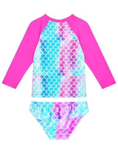 Image of Snowheart Girls Rash Guard Sets Long Sleeves Swimsuit 2 Pieces Tankini Bathing Suit Swimwear for Girls 3-12 Years