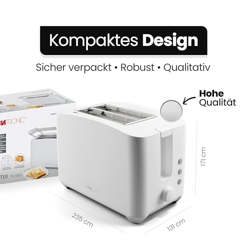 Clatronic® Toaster 2 Toastschlitze | mit Brötchenaufsatz | 2-Scheiben-Toaster mit Liftfunktion |...