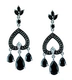 Carillon Black Spinel Natural Gemstone Marquise Shape 18K White Gold Uniqe Drop Dangle Earrings